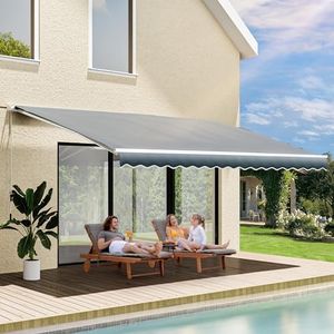 YITAHOME 13' x 8' Patio Retractable Awning, Manual Retractable Outdoor Awning Sun Shade Shelter w/Manual Crank Handle for Deck, Backyard, Balcony, Garden