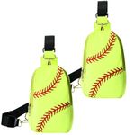 Bulyoou 2 Pcs Softball Sling Bag Softball Mom Bag Yellow Crossbody Bag for Men Women Sport Chest Purse for Travel Hiking Casual Lightweight Bag, Yellow, 5.81'' x 2.36'' x 9.45''