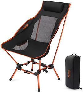 G4Free Folding Camp Chair High Back Lightweight Camping Chair with Removable Pillow, Side Pocket & Carry Bag, Compact & Heavy Duty 385lbs for Outdoor Hiking Backpacking Beach Picnic Travel Orange