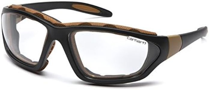 Pyramex Safety Products CHB410DTP Carhartt Carthage Safety Glasses, Clear Anti-Fog Lens with Black/Tan Frame, Clear