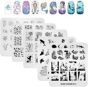 KADS 5Pcs Nail Stamp Plates set Nails Art Stamping Plate Set Nail plate Template Image Plate Ocean Series