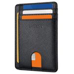 Buffway Slim Minimalist Front Pocket RFID Blocking Leather Wallets for Men Women - Cross Black