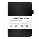 B6 Password Book with Alphabetical Tabs,5.3 x 7.7" Password Book for Seniors,Hardcover Leather Password Keeper Book for Computer Website Logins&Hardcover Internet Address&Password Organizer(Black)