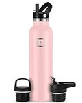 IRON °FLASK Sports Water Bottle - 24 Oz, 3 Lids (Straw Lid), Leak Proof, Vacuum Insulated Stainless Steel, Hot Cold, Double Walled, Thermo Mug, Standard Metal Canteen