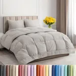 Cal King Size, Light Gray Alternative Down Comforter - Warm, Lightweight, Luxury, & Breathable Hotel Quality Bedding Set - All Season Fluffy & Cozy Oversized Cooling Microfiber Duvet Insert Comforter