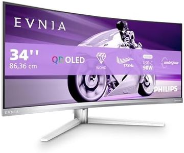 Philips Evnia 34M2C8600-34 Inch OLED WQHD Curved Gaming Monitor, 175 Hz, Ambiglow, HDR400, FreeSync Premium Pro, G-Sync Comp. (3440x1440, 0.1 ms GtG, HDMI, DisplayPort, USB-C, USB Hub) gray/white