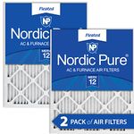 Nordic Pure 18x24x1M12-2 Merv 12 AC Furnace Filter 18x24x1 Pleated Qty 2, 2 Piece