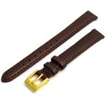 Ladies Soft Genuine Leather watch Strap Band 10mm, Brown, Gilt (Gold Colour) buckle