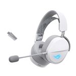 ASUS ROG Pelta Wireless Gaming Headset with Detachable Mic – Tri-Mode (BT, 2.4GHz, USB-C) 50mm Titanium-Plated Drivers, 70Hr Battery, Ergonomic, Lightweight, for PC, PS5, PS4, Switch, Mobile - White