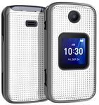 Case for Alcatel Go Flip 4 / TCL Flip Pro Phone, Nakedcellphone Slim Hard Shell Protector Cover with Grid Texture - Pearl White