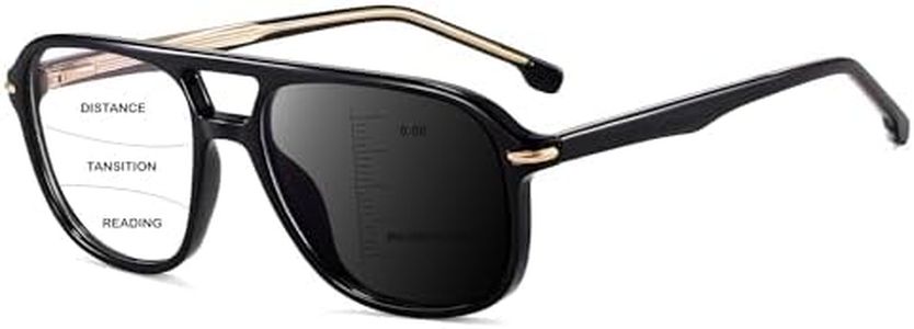HOOBAY Photochromic Progressive Multifocus Reading Glasses Men Women,Progressive Readers No Line Quick-Transition Sunglasses (Gloss Black, 1.5, x)