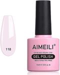 AIMEILI Soak Off U V LED Hema Free Milky Pink Gel Nail Polish Cruelty Free Vegan Nail Gel - Gardenia Jasminoides Ellis (118) 10ml