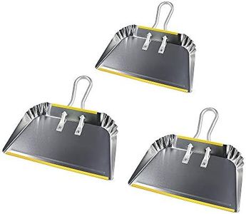 PHYEX 3-Pack 17" Heavy Duty Metal Dust Pans, Wide Dustpans for Household, Easy to Assemble