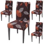 HOKIPO Dining Chair Protector Cover Set of 4 Elastic Slipcovers (AR-4097-D19*4) ,Polyester Blend ,Brown