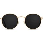 WearMe Pro - Reflective Lens Round Trendy Sunglasses (Gold Frame/Black Lens, 50)