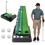 Aliennana Golf Putting Green with Auto Ball Return,Golf Practice Mat Training Aid,Extra Long 9.84Feet,Pro Outdoor Indoor Putting Green with 4 Bonus Balls Foldable