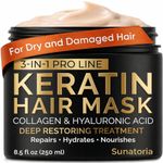 SUNATORIA Keratin Hair Mask - Deep Repair for Dry, Damaged Hair - Hydrolyzed Keratin, Hyaluronic Acid, Argan Oil and Collagen - Sulfate-Free, Paraben-Free | 8.5 fl oz