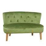 PWTJ Kid Sofa, Kid Loveseat Chair, Kid Upholstered Chair with Velvet Fabric for Kid Gift (Grass Green)