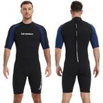 Lemorecn Wetsuits Adult's Premium Neoprene Diving Suit 3mm Shorty Jumpsuit(CA3035BLUE-S)