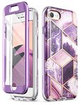 i-Blason Cosmo Series Stylish Protective Bumper Case for iPhone SE (2020)/7/8, Marble Purple