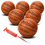 GoSports Indoor/Outdoor Rubber Basketballs - Six Pack of Size 6 or Size 7 Balls with Pump & Carrying Bag - Choose Your Size