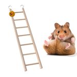 Sage Square Playful Natural Wooden Climbing Ladder Toy for Exercise & Fun || with Hooks || for Hamsters, Sugar Glider, Dwarf, Rat, Mice, Gerbil || 7 Stairs / 34cm