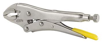 STANLEY Locking Pliers Curved 182 mm Chrome Plated with Built In Wire Cutter 0-84-808, Silver