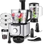 FIMEI Food Processor Multifunctional, 11 in 1 Food Processor, 1100W, 3 Speeds & Pulse Function, 3.2L Chopper, 1.5L Blender, Grinder, Citrus Juicer, Dough Hook, Shredder, Reversible Slicing, HGM-406