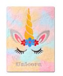 Jiada Unicorn A5 Soft Fur Fabric Diary/Personal Notebook - Pink - College/School - 80