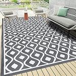 Pauwer Outdoor Rugs 6'x9' Waterproof Outdoor Patio Rug Reversible Mats RV Camping Rugs Outdoor Area Rug Portable Plastic Straw Rug Outside Rugs for Patio, RV, Camping, Balcony, Beach