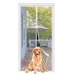 Magnetic Screen Door 78x80in/200x205cm,Widen The Top 4cm, Self Sealing Screen Door, Heavy Duty Door Screen Magnetic Closure Keep Bugs Out, Screen Door Mesh-Pet and Kid Friendly(White Stripes)