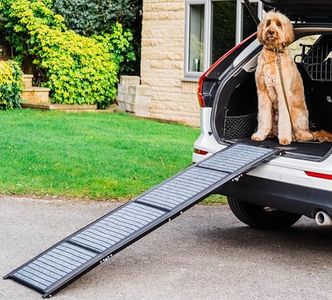 Car Dog Ramp 160cm Foldable Portable Dog Ramps For Car Easy Storage Anti-Slip Carpet Surface Pet Stairs Dog Steps Pet Vehicle Accessories Tri-Fold Design (160cm)