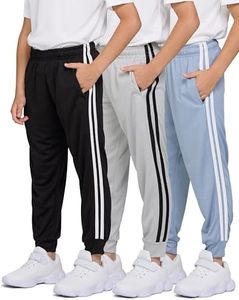 PURE CHAMP 3 Pack Boys Sweatpants Mesh Lightweight Kids Clothes with Zipper Pockets Active Quick-Dry Boys Pants Sizes 4-20 (Set 2 Size Medium)