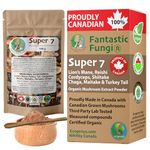 Super 7 Mushroom Extract Powder by Fantastic Fungi® - Lion's Mane, Reishi, Cordyceps, Turkey Tail, Chaga, Maitake & Shiitake - Fruiting Body Blend for Focus, Immunity & Energy (Mushroom Coffee, 100g)
