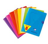 Clairefontaine 313741AMZC Set of 8 Mimesys Stapled Notebooks - 17x22 cm - 96 Pages Large Squares - White Paper 90 g - Polypro Cover (Blue, Red, Green, Yellow, Purple, Orange, Pink, Clear)