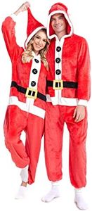 Santa Onesie Adult, Christmas Onesie Pajamas Women Men, Family Santa Claus Costume Teen Large