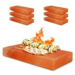 ZKTRADING Himalayan Salt Block for Grilling, Cooking & Cutting 8”x4”x1”- Pack 6 Food Grade Salt Tiles | Salt Brick A Unique Gift for Men, Women & Chefs