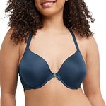 Maidenform Women's One Fab Fit T-Shirt Bra, Lightly-Lined Underwire Bra, Racerback Bras for Women, Urchin Teal/Bleached Indigo, 38D