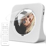 Greadio CD Player Portable with Bluetooth 5.0, HiFi Sound Speaker,CD Music Player with Remote Control,Dust Cover,FM Radio,LED Screen,Support AUX/USB,Headphone Jack for Home, Kids, Kpop, Gift (White)