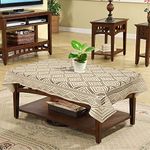 Kuber Industries Argyle Printed Rectangular Cotton 4 Seater Center Table Cover (Cream)-44KM023