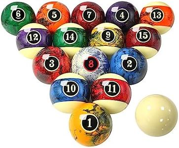 MoyanSuper Marble Swirl Style Pool Balls Set Professional 2 1/4-Inch Billiard Balls for Pool Table Complete 16-Piece Regulation Pool Ball Set