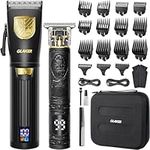 GLAKER Hair Clippers Men, Professional Mens Hair Clippers and Trimmer Set for Barber, Cordless Grooming Kit with LED Display & 15 Guide Combs, Barber Clippers Hair Cutting Kit for Men