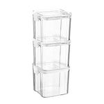 Argon Tableware Food Storage Containers - 700ml - White - Pack of 3 - Clear Airtight Reusable Stackable Freezer Storage Meal Prep Container Lunch Tupperware Box with Clip-Lock Lid