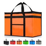 NZ home PRO Durable XXL Insulated Cooler Bag and Food Warmer for Food Delivery & Grocery Shopping with Zippered Top, Orange Commercial Grade (1 Pack)