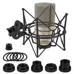 Geekria for Creators Microphone Shock Mount Compatible with MXL 770, 990, R77, TEMPO, V67G, 2006, R144 Mic Anti-Vibration Suspension Adapter Clamp Mic Holder Clip (Black/Metal)