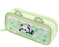 FunBlast Panda Pouches for Girls - Multi-Purpose Zipper Pouch Case for School Kids, Stationary Organizer Box, Aesthetic Pencil Case for School & College Students (Green-PA)