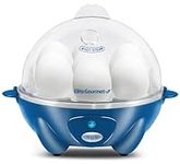 Elite Gourmet EGC700BL# Rapid Egg Cooker, 7 Easy-To-Peel, Hard, Medium, Soft Boiled Eggs, Poacher, Omelet Maker, Auto Shut-Off, Alarm, 16-Recipe Booklet, BPA-Free, Ocean