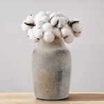 PORCER Ceramic Rustic Farmhouse Flower Vase, 7.2 Inch Boho Vase for Home Decor, Terracotta Vase for Living Room, Table, Shelf, Mantel Decoration, Farmhouse, Gray