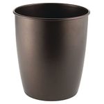 mDesign Wastebasket – Waste Paper Basket for Bathrooms, Bedrooms, Offices – Small Bathroom Bin for Waste and Rubbish – Bronze