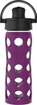 Lifefactory 16-Oz Glass Active Flip Cap/Silicone Sleeve Water Bottle, 16 Ounce, Plum